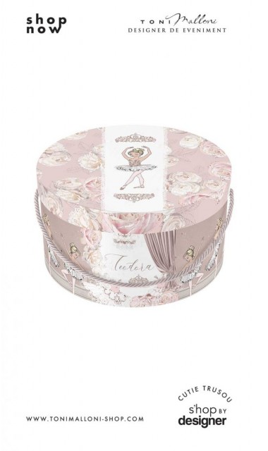 Cutie de trusou elegant cu balerina in culori pastelate cum ar fi alb si roz pudra 1